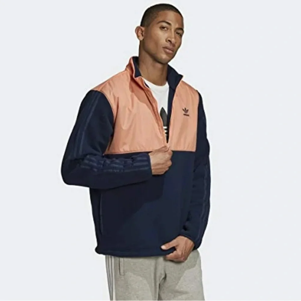 adidas Winterized 1/2 Zip Top Collegiate Navy/Chalk Coral Fleece Jacket SZ L